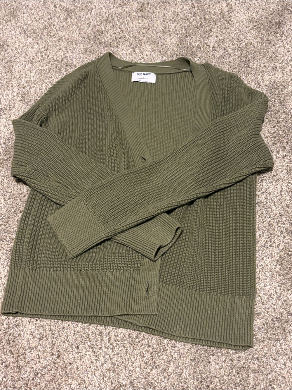 Old Navy Olive Ribbed Open Cardigan